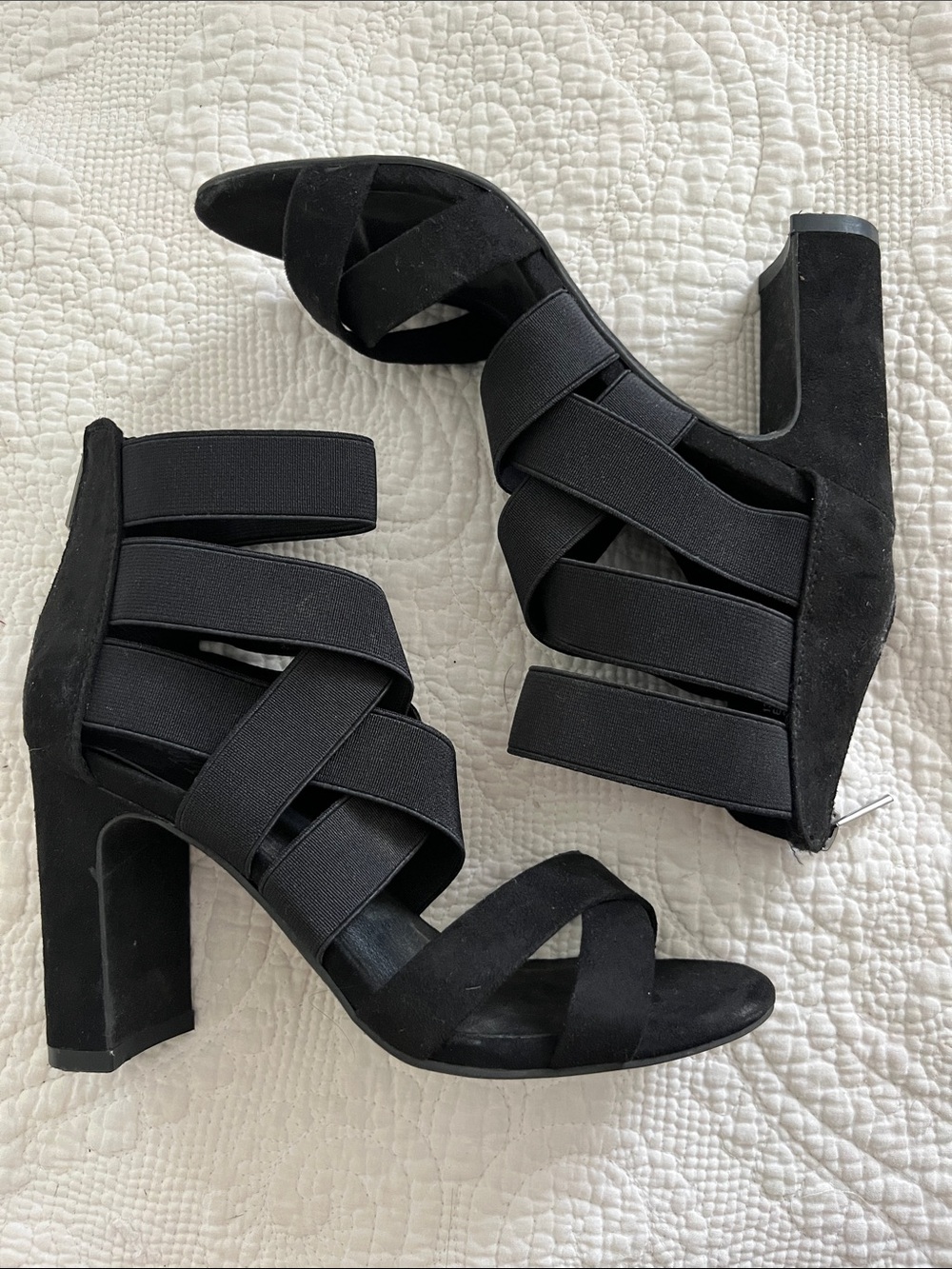 3/$30 Black Strappy Block Heel Sandals - Women